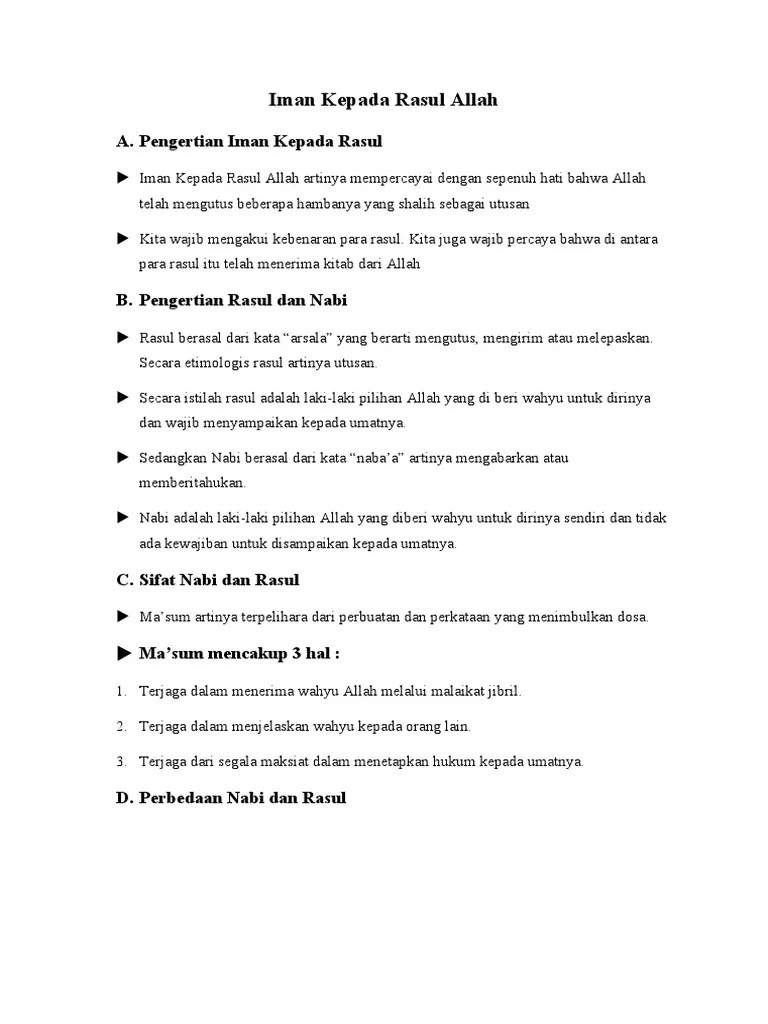 Iman Kepada Rasul Allah | PDF