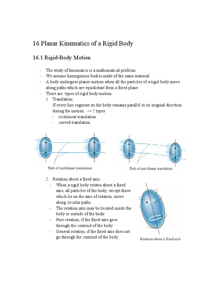 Planar Kinematics Of A Rigid Body | PDF | Rotation Around A Fixed Axis | Acceleration