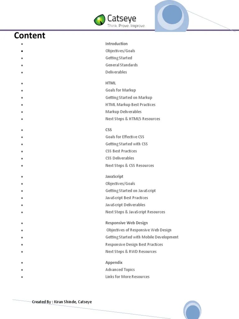 Best Practices And Coding Standards | PDF | Responsive Web Design | Html