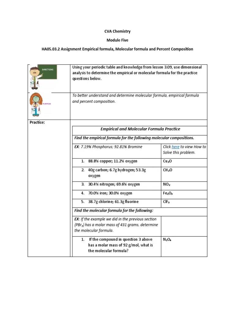 A05.03.2 Empirical Formula, Molecular Formula And Percent Composition-2 ...