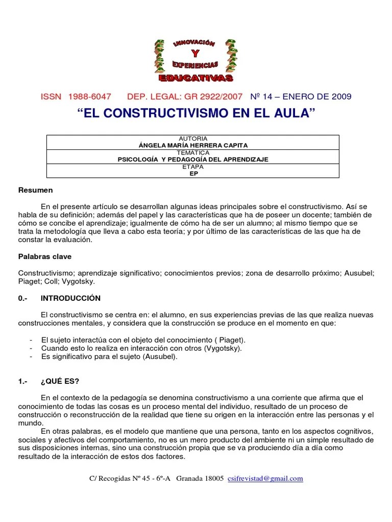 Constructivismo En El Aula | Descargar Gratis PDF | Constructivismo (filosofía De La Educación ...