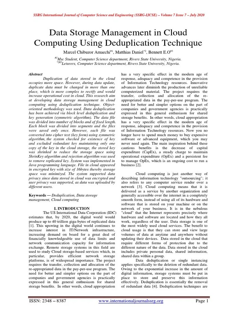 Data Storage Management In Cloud | PDF | Cloud Computing | Computer ...