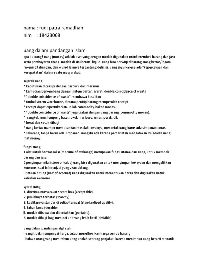 uang dalam pandangan islam