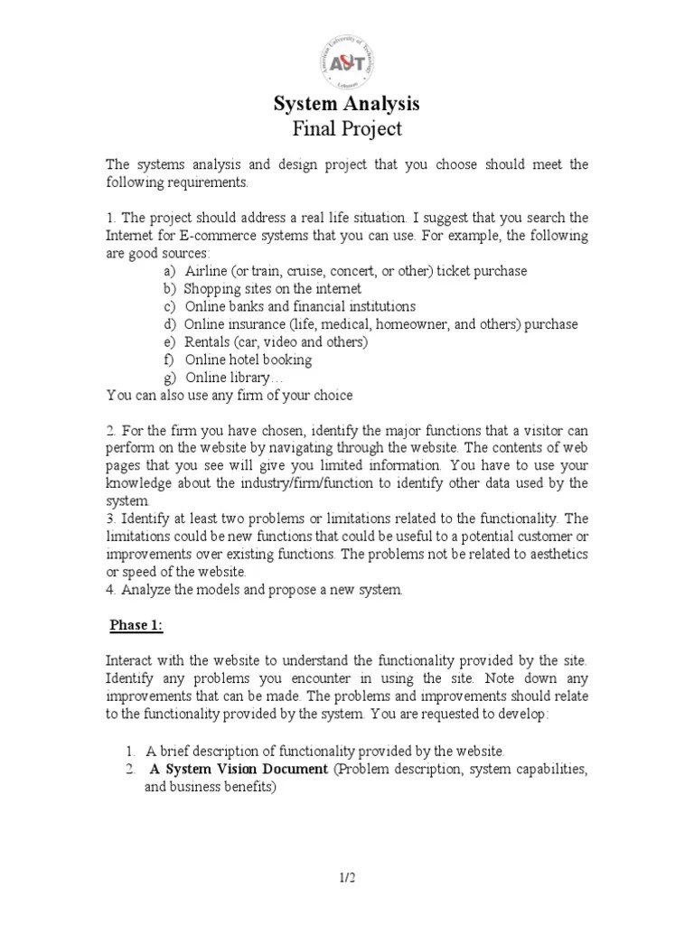 Final Project System Analysis Spring 2021 | PDF | Use Case | Websites