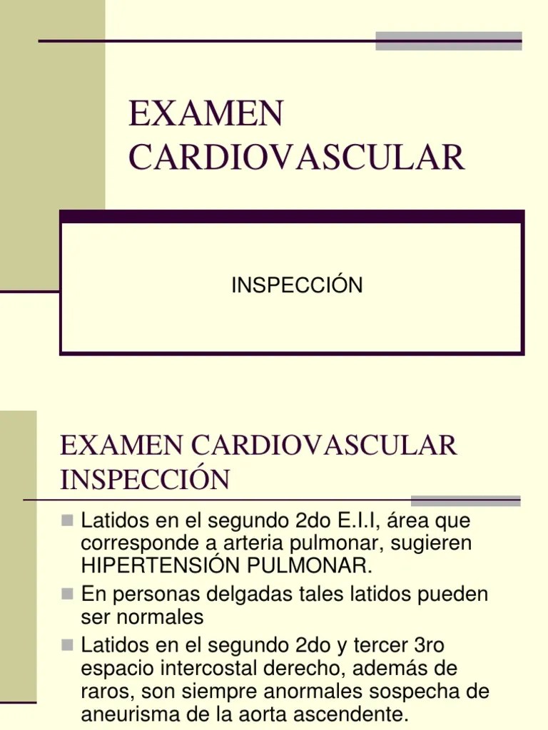 Examen Cardiovascular | PDF | Corazón | Sistema Circulatorio
