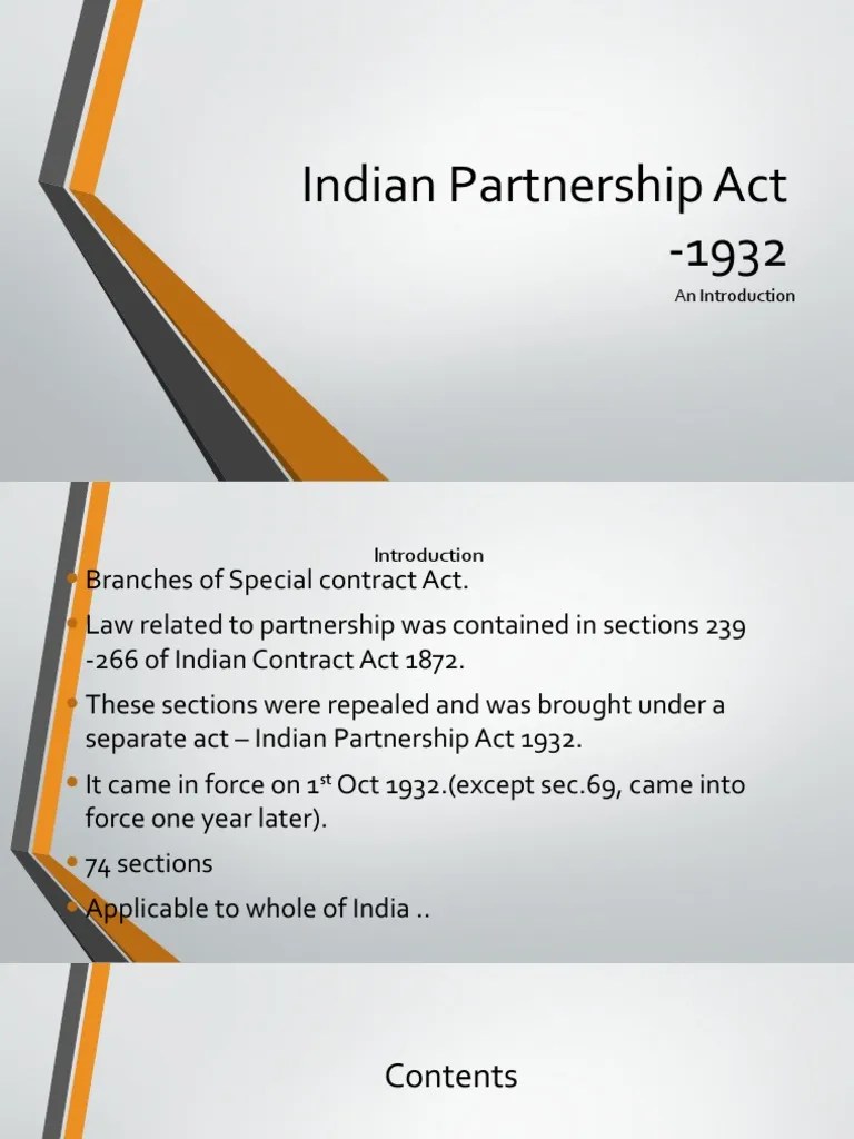 Indian Partnership Act - 1932: An Introduction | PDF | Set Off (Law) | Partnership