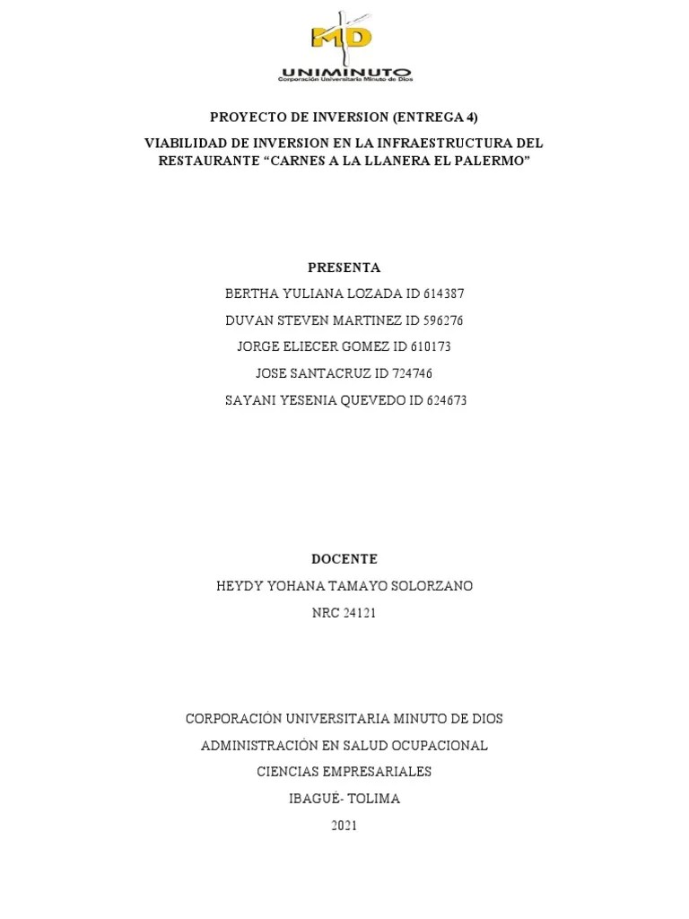 Formulacion Y Evaluacion De Proyectos - Actividad 4 - Cuarta Parte Bertha | PDF | Empresas ...