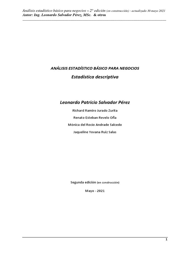 Análisis Estadistico Básico Para Los Negocios | Descargar Gratis PDF ...