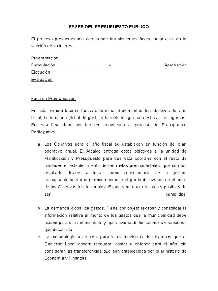 Fases Del Presupuesto Publico | Descargar Gratis PDF | Presupuesto ...
