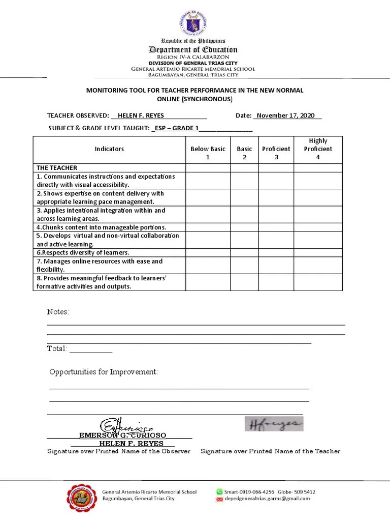 Observation Tools For Teachers | PDF | Pedagogy | Learning