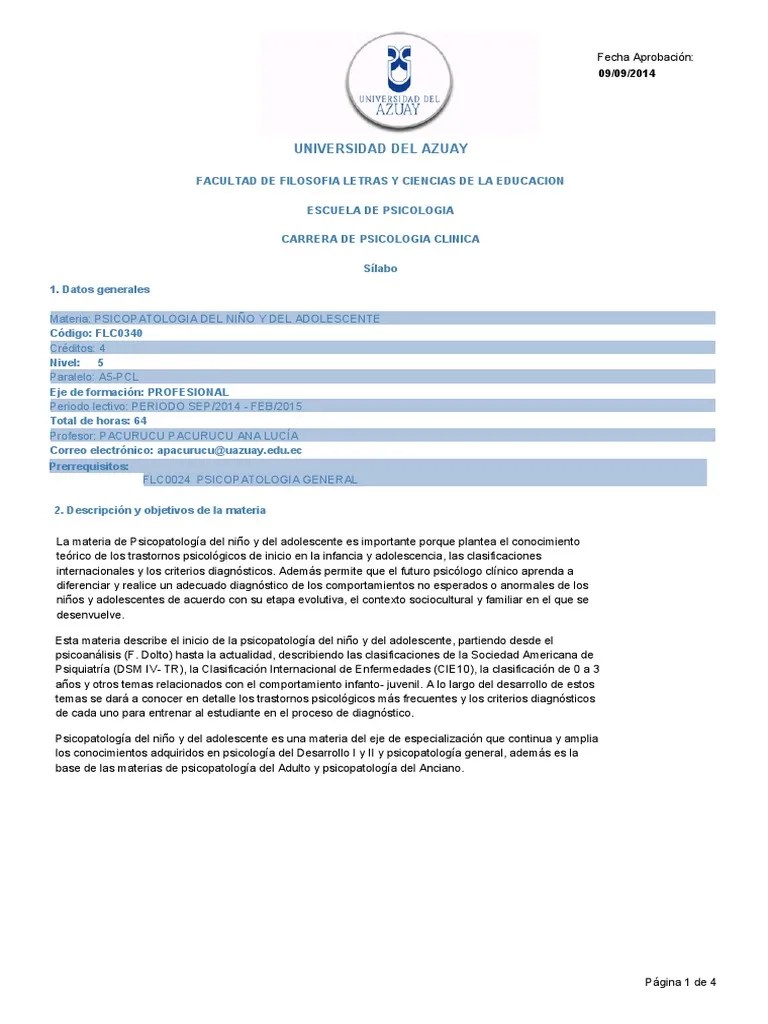 Psicopatologia Del Niño Y Del Adolescente | PDF | Psicopatología ...