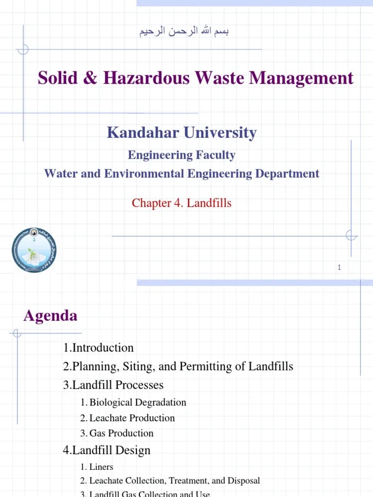 Solid & HWM Lecture No # 4 | PDF | Landfill | Municipal Solid Waste