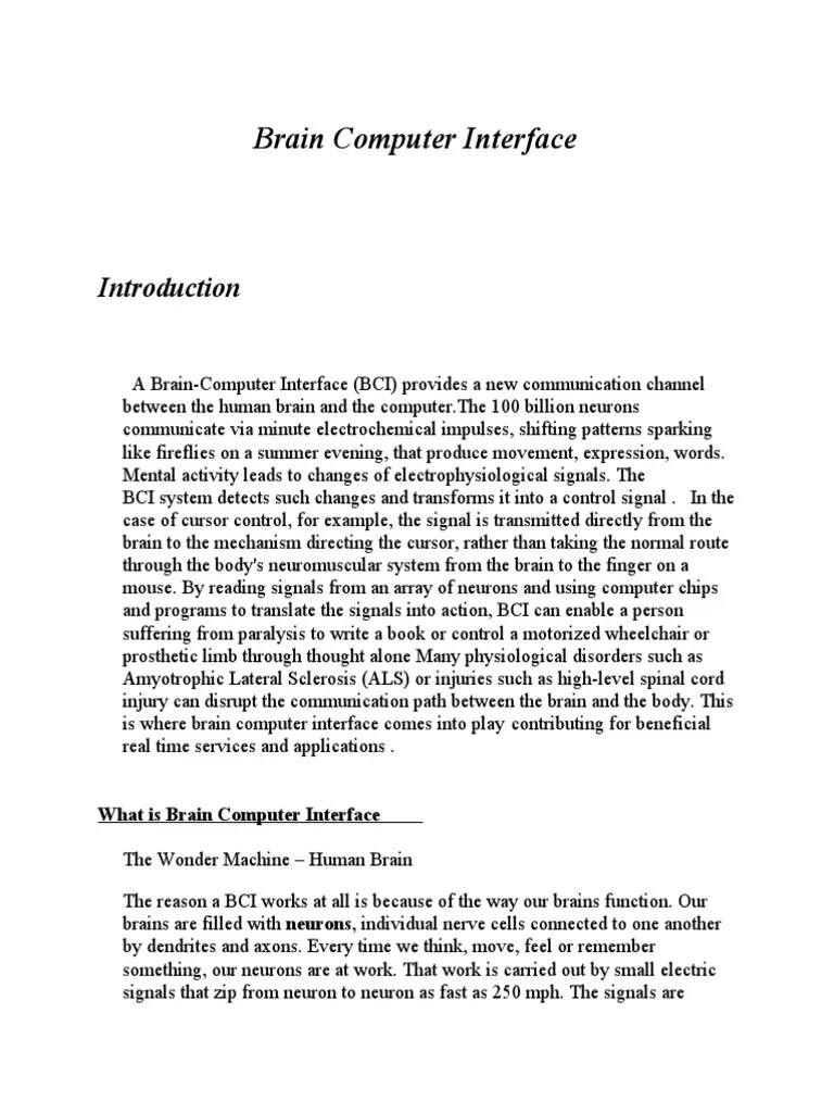 Brain Computer Interface | PDF | Neuron | Brain