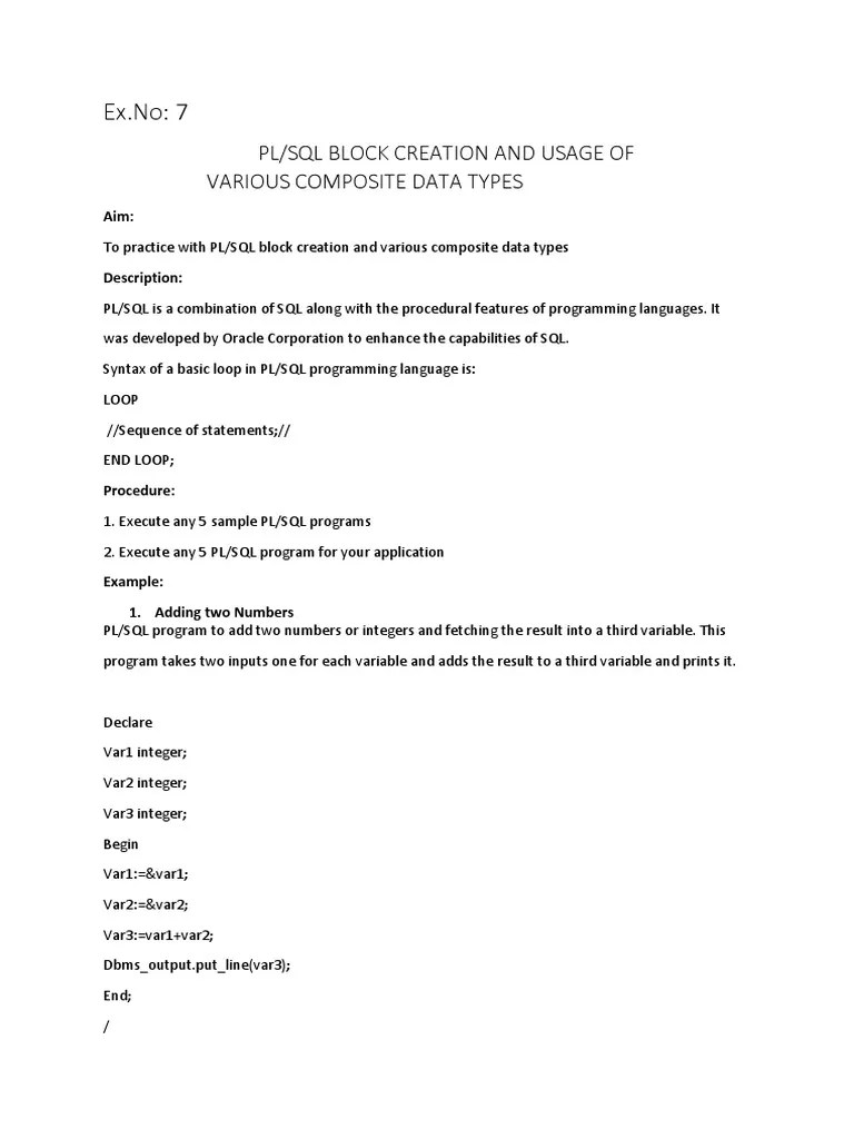 Dbms Lab 7 19IT030 | PDF | Pl/Sql | Sql