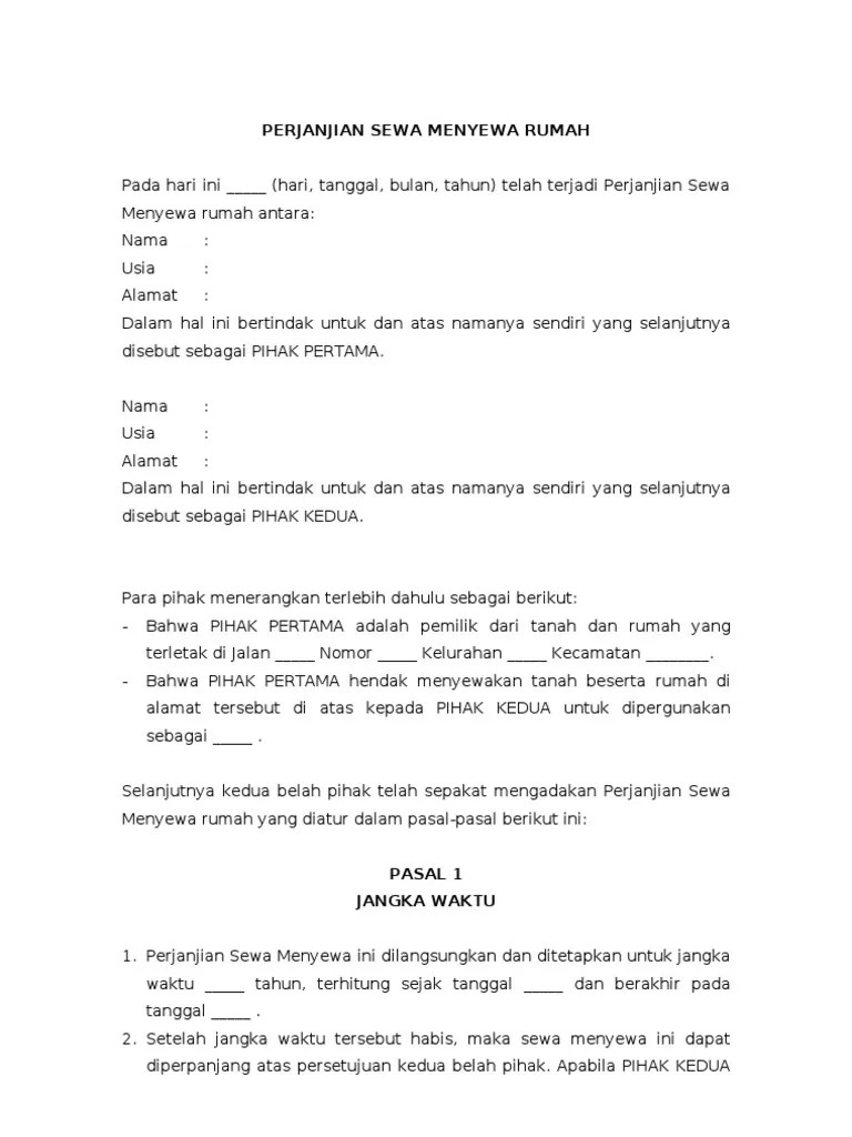 Contoh surat perjanjian sewa tanah. Surat Perjanjian Sewa Tanah Dan Bangunan Kumpulan Surat Penting