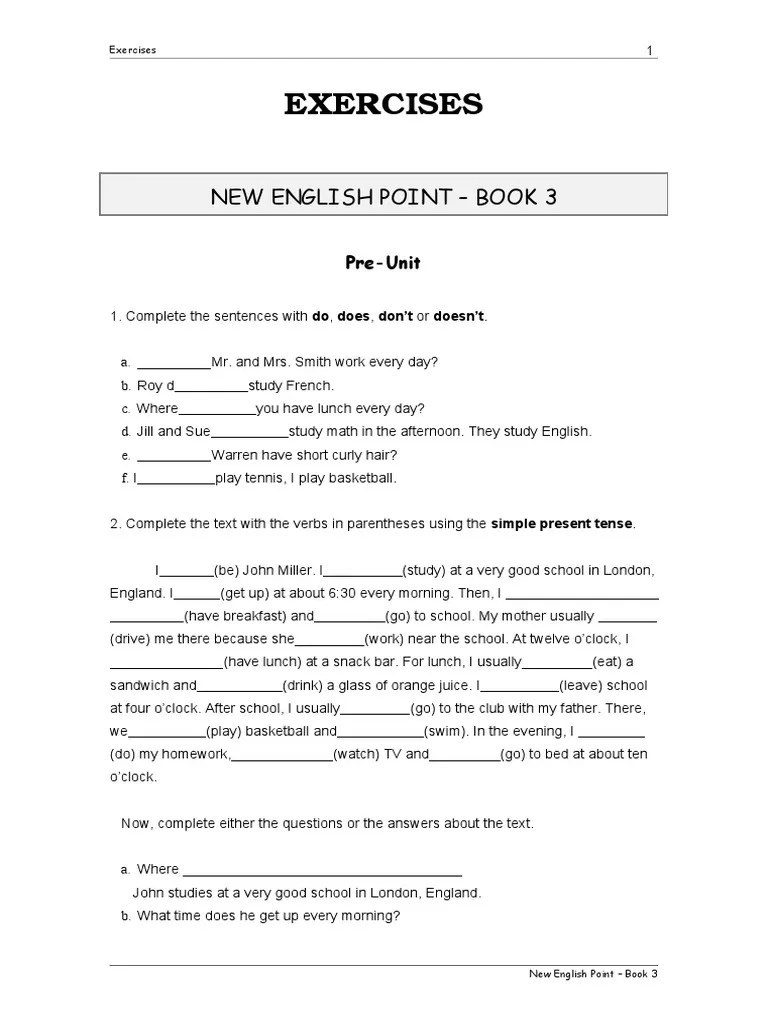 English Exercises (Grammar) | PDF | Grammar | Linguistics