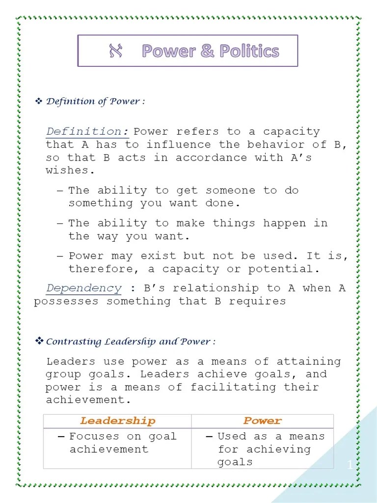 Assignment Of Power & Politics | PDF | Power (Social And Political) | Leadership