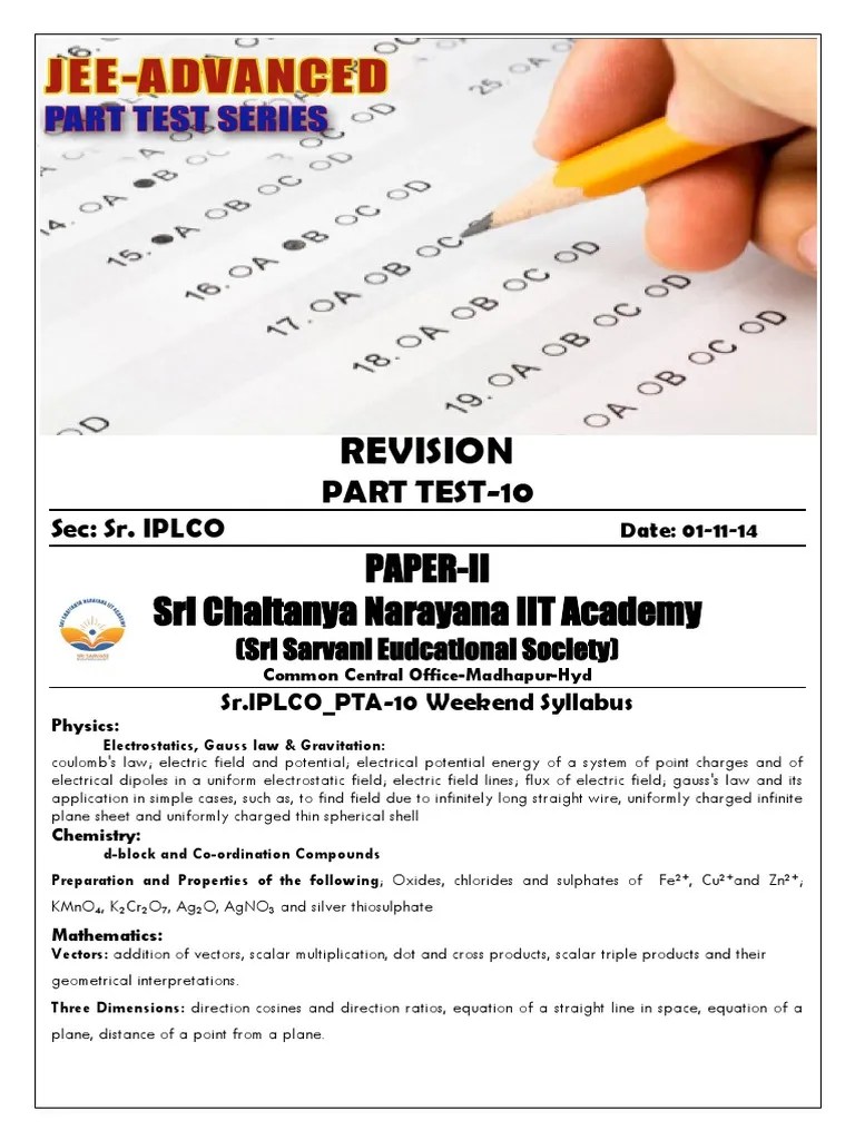 01 11 14 SR IPLCO Jee Adv PTA 10 2014 P2 Q'Paper | PDF | Electric Field ...