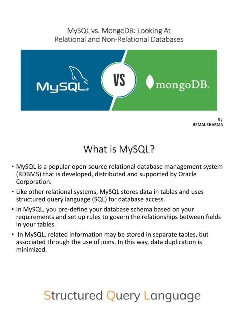 Mysql Vs. Mongodb: Looking At Relational And Non-Relational Databases ...