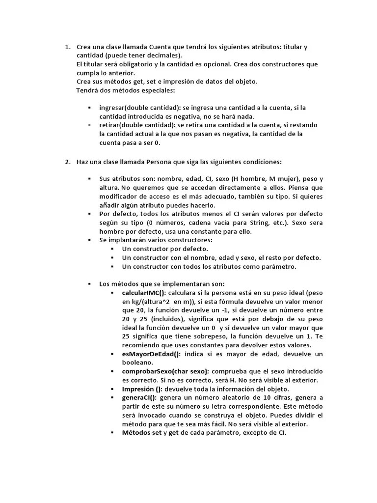 Ejercicios Clase POO 1 | PDF | Constructor (Programación Orientada A ...