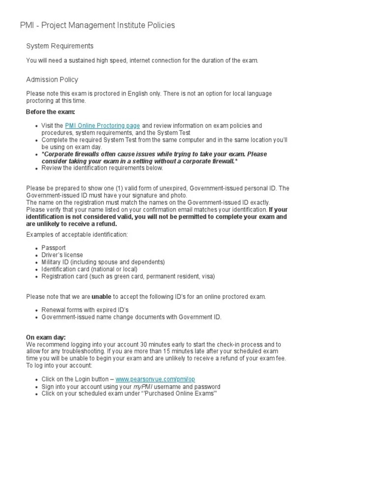 Pearson VUE - Exam Policies | Download Free PDF | Identity Document | Access Control