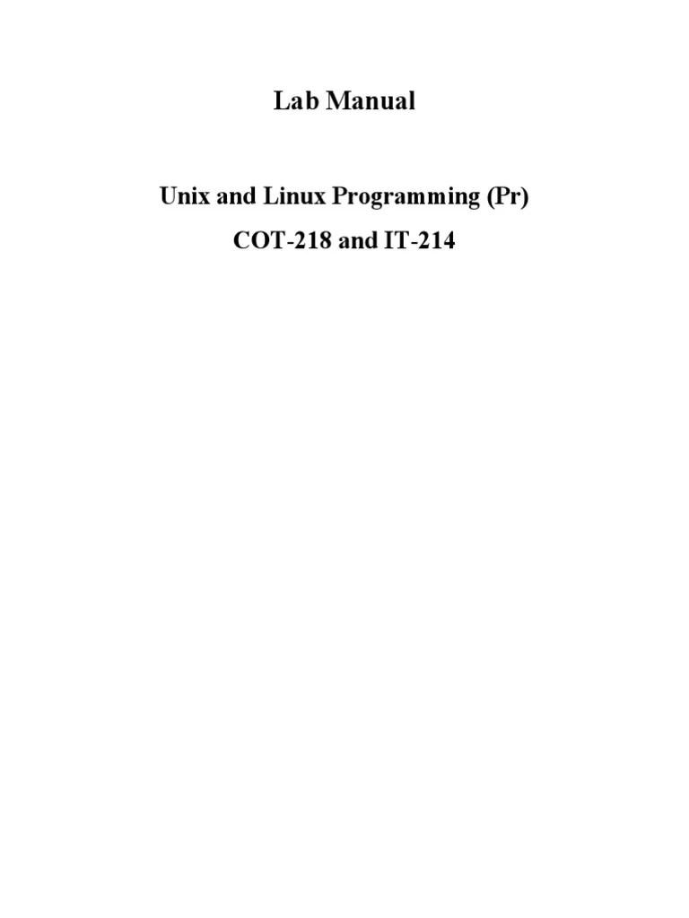 Lab Manual Unix And Linux Programming PR Cot 218 And It 214 | PDF ...