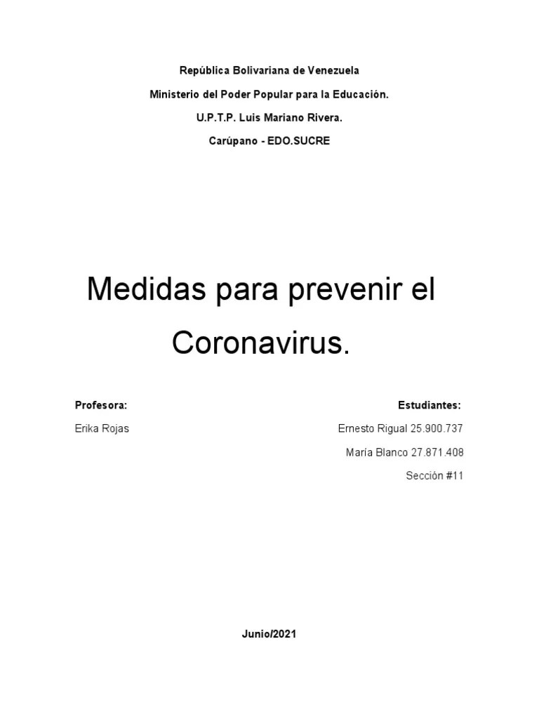 Medidas Para Prevenir El Coronavirus | PDF | Inmunología | Enfermedades Y Trastornos