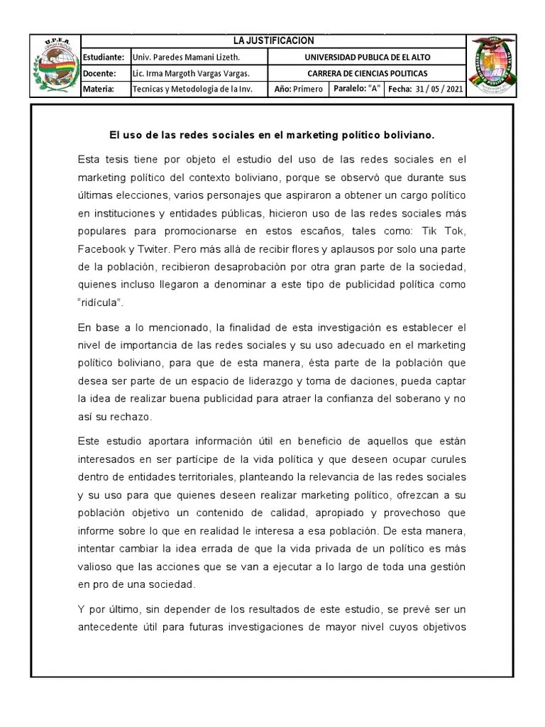 El Uso De Las Redes Sociales En El Marketing Político Boliviano | PDF | Red Social | Marketing