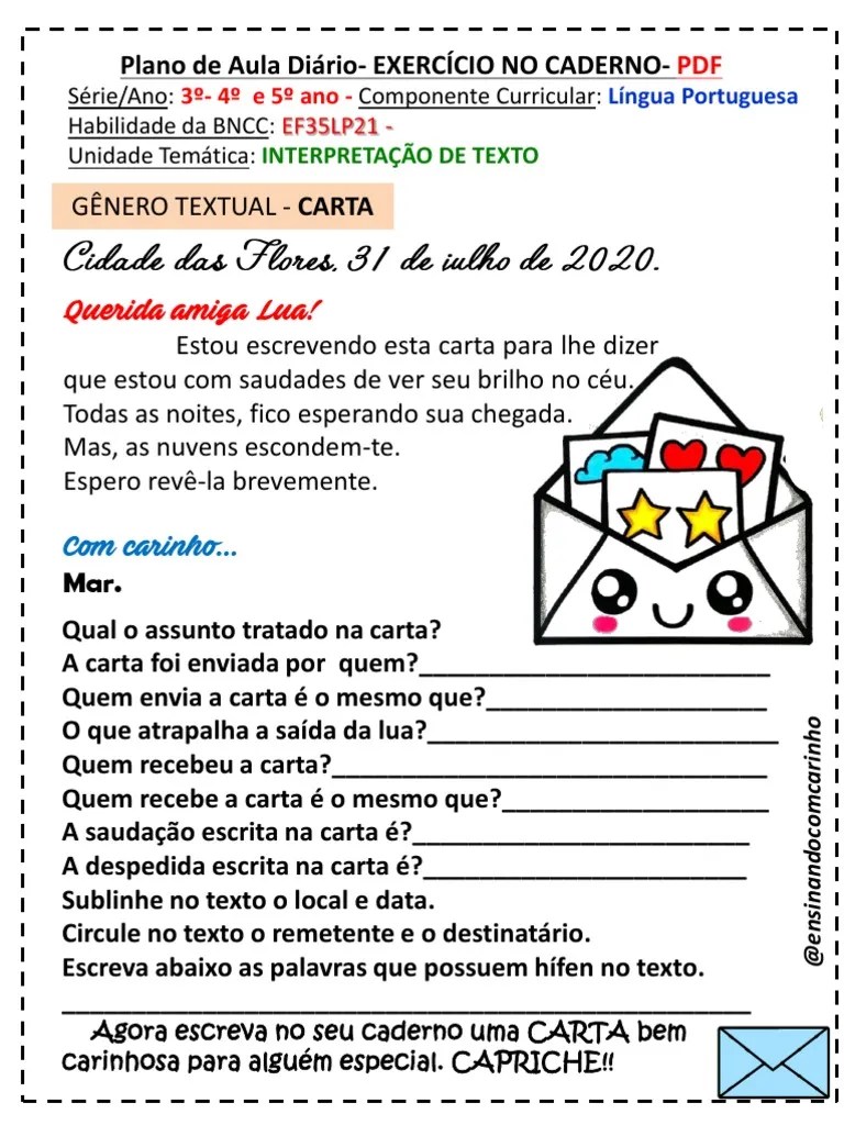 Exercício - Gênero Textual Carta | PDF
