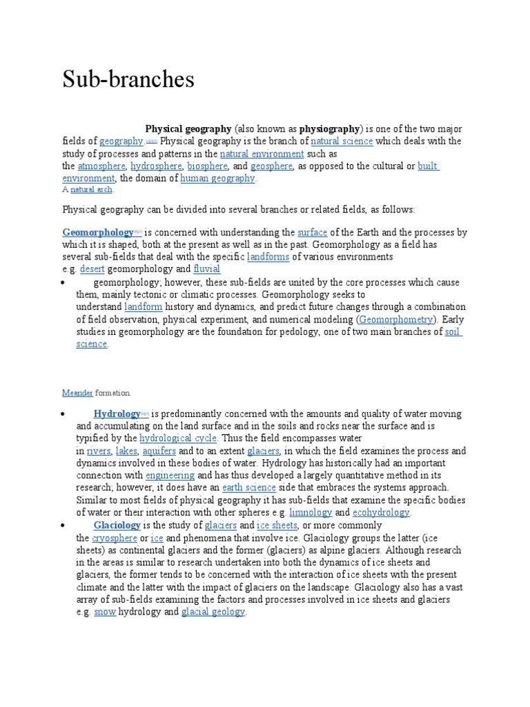 An Overview Of The Major Branches Of Physical Geography | PDF ...
