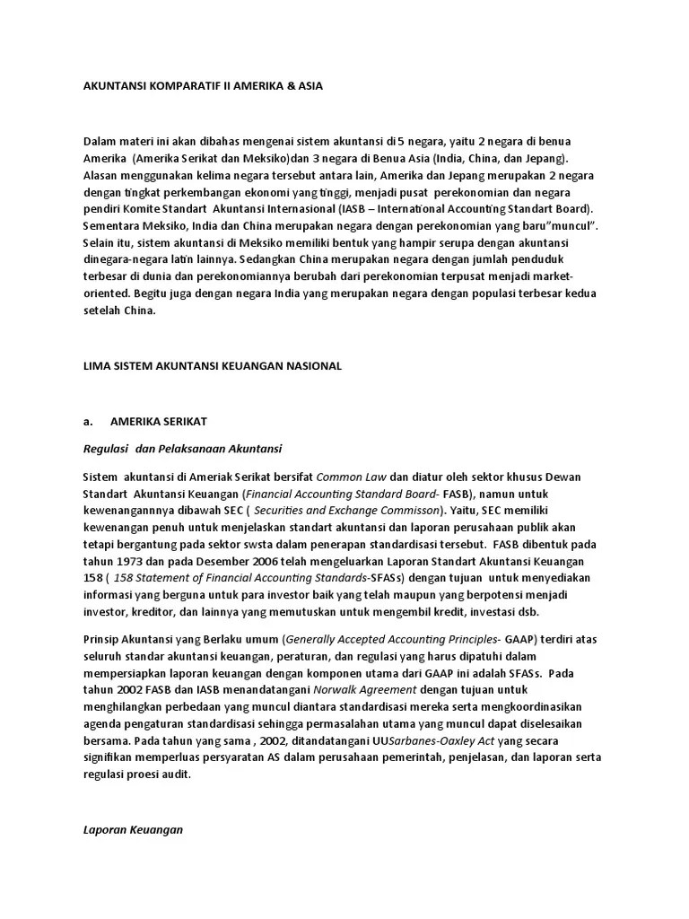 Sedangkan metode tidak langsung penyusunannya dilakukan sesuai dengan laporan laba rugi dan neraca. Akuntansi Komparatif Ii Amerika Asia Pdf