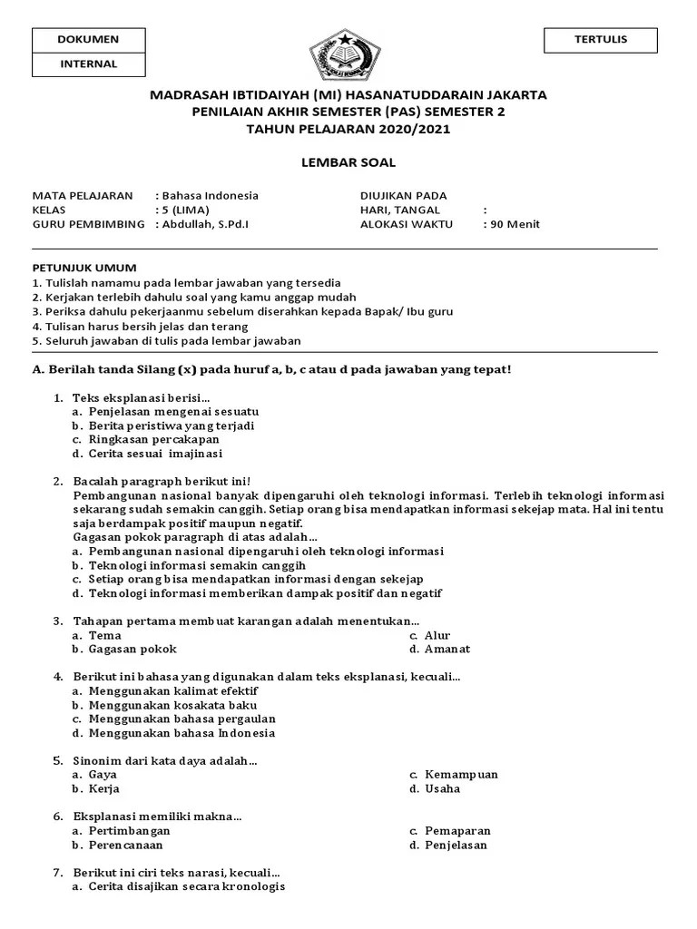 Bahasa Indonesia Kelas 5 | PDF