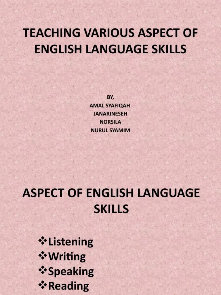 Teaching Various Aspect Of English Language Skills | PDF | Speech ...