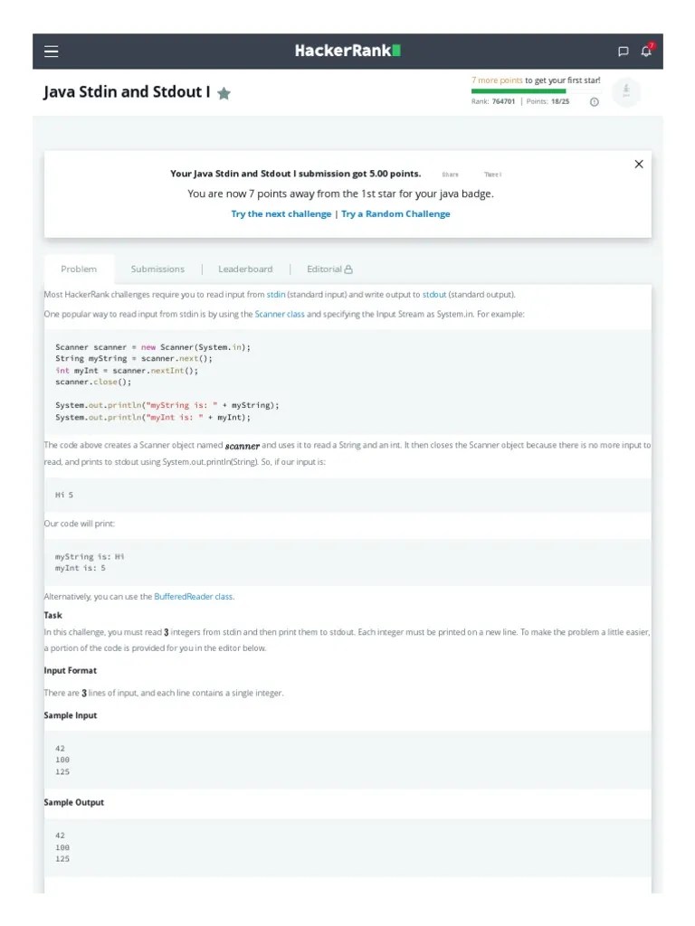 Java Stdin And Stdout I - HackerRank | PDF | Computer Programming ...