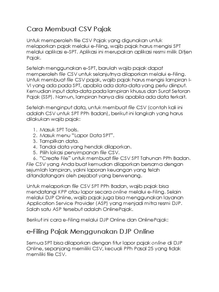 Tak perlu pusing memikirkan cara aktivasi kartu xl. Cara Membuat Csv Pajak Pdf