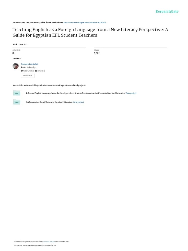 Teaching Englishasa Foreign Languagefroma New Literacy Perspective | PDF | English As A Second ...
