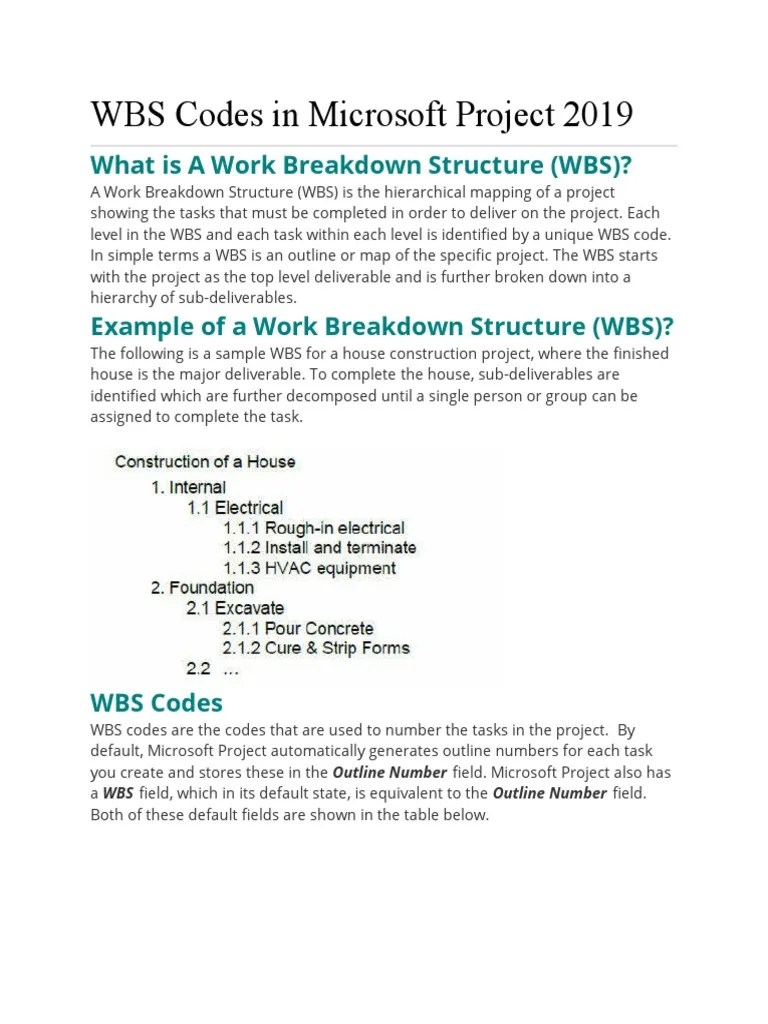 WBS Codes In Microsoft Project 2019 | Download Free PDF | Software ...
