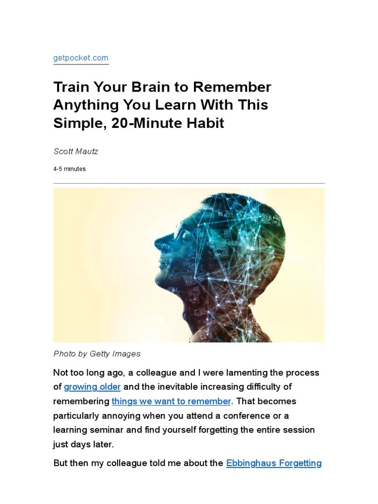 Train Your Brain To Remember Anything You Learn With This Simple, 20 ...