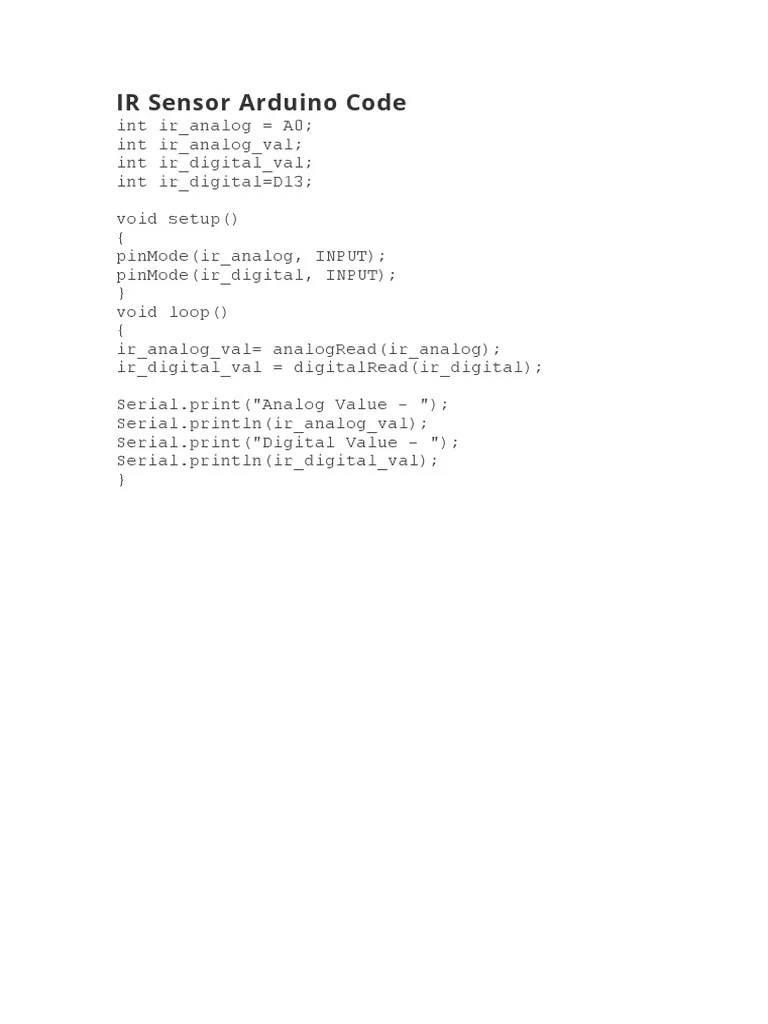 IR Sensor Arduino Code | PDF