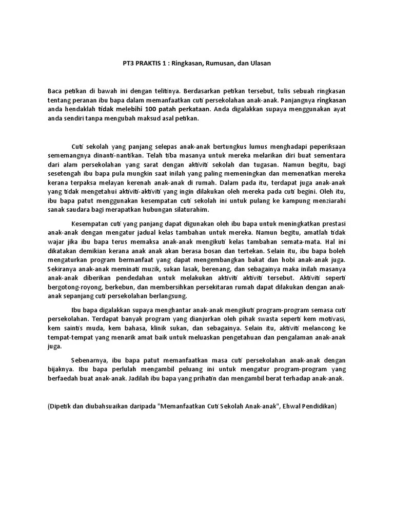 Jadi, wujud banyak aktiviti yang berfaedah buat . Pt3 Praktis 1 Ringkasan Pdf