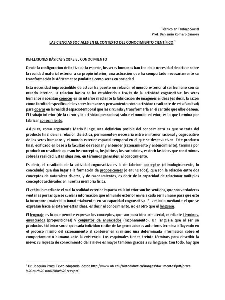 Las Ciencias Sociales En El Contexto Del Conocimiento Científico | PDF ...