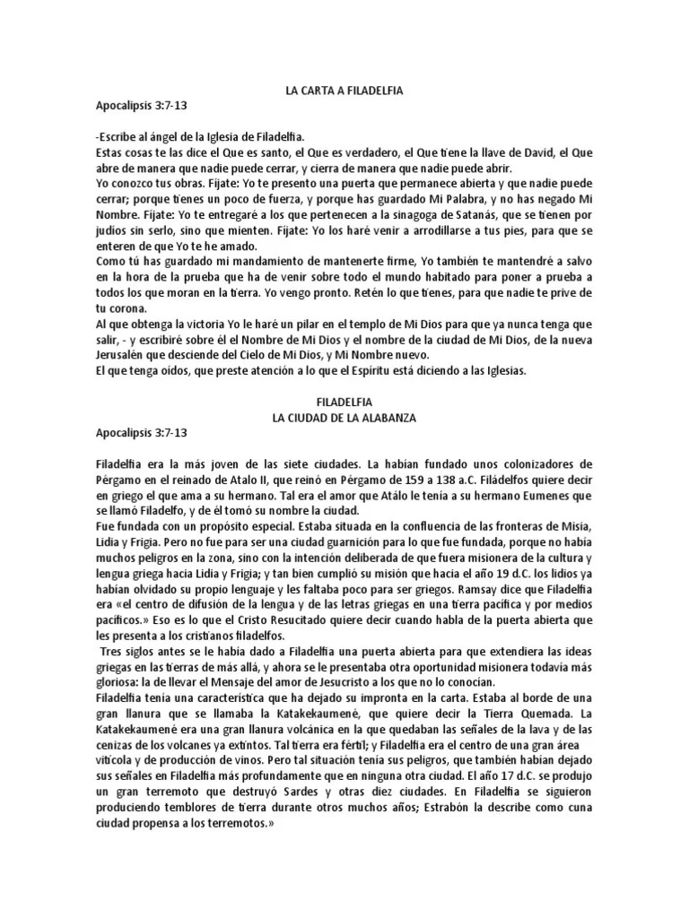 Apuntes-Recoleccion LA CARTA A FILADELFIA | PDF | Jesús | Cristo (título)