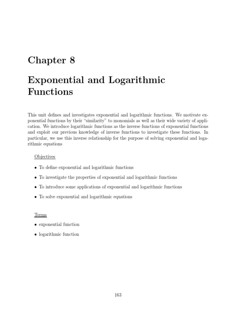 Exponential And Logarithmic Functions | PDF | Logarithm | Exponential ...