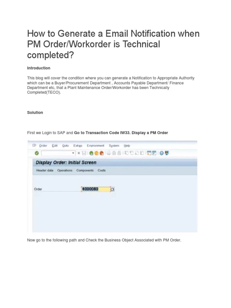 Workflow Of Sap PM | PDF