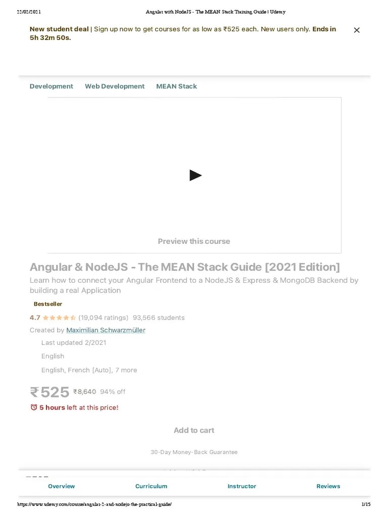 Angular With NodeJS - The MEAN Stack Training Guide - Udemy | PDF | Web ...
