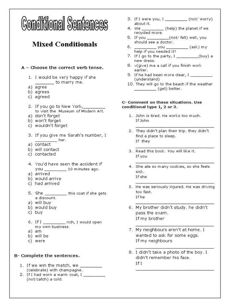 Mixed Conditionals 2013 | PDF