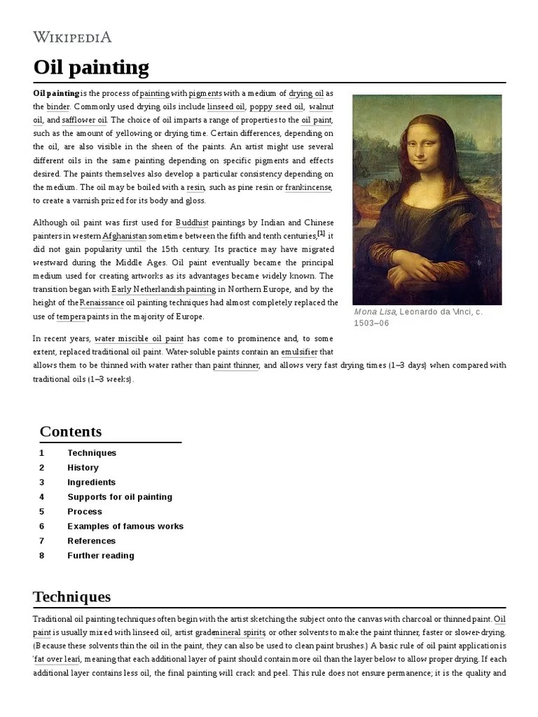 Oil Painting: Oil Painting Is The Process Of Painting With Pigments With A Medium Of Drying Oil ...