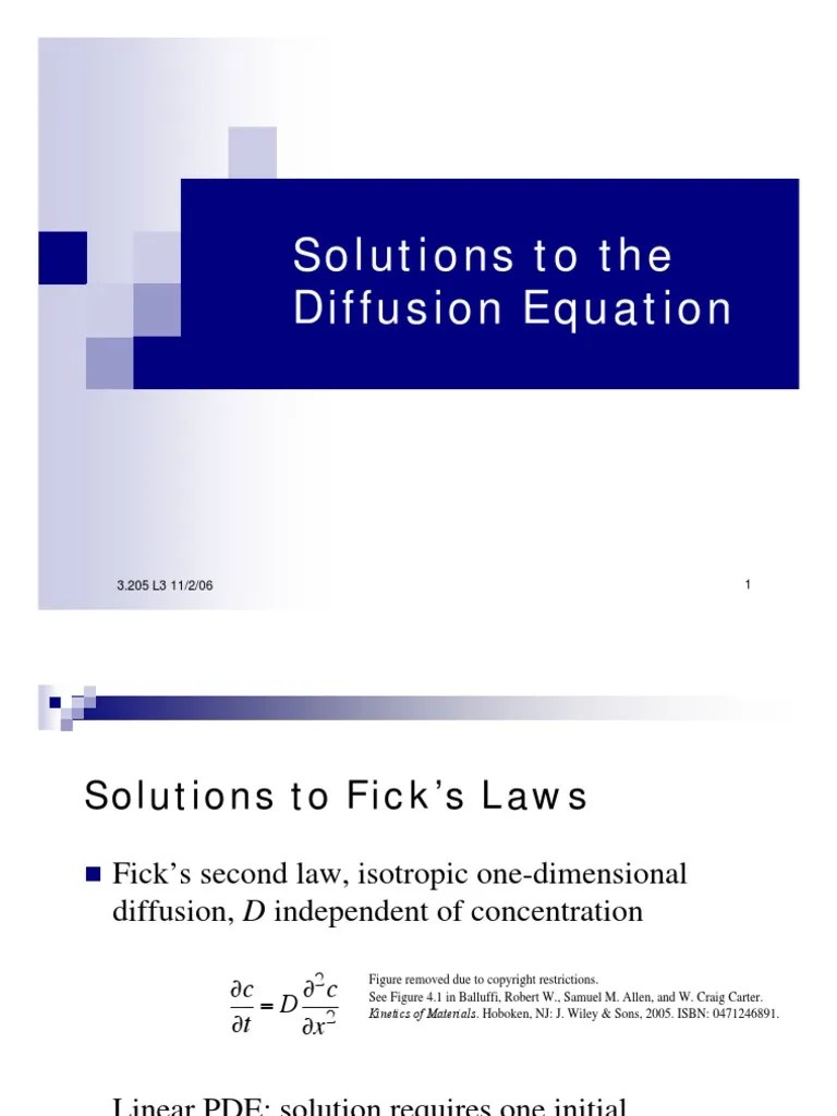 Solutions To The Diffusion Equation | PDF | Diffusion | Applied And Interdisciplinary Physics