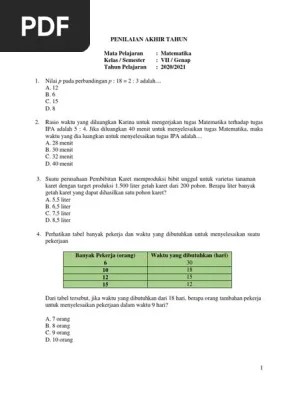 Suhu badan diva stabil terjadi pada hari a. Matematika Pat Kls 7 21 Print Pdf