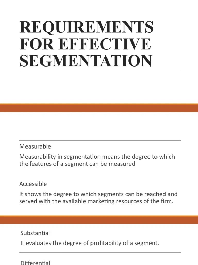 Requirements For Effective Segmentation | PDF